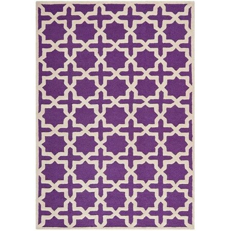 Safavieh 10 x 14 ft. Rectangle Transitional Cambridge- Purple and Ivory Hand Tufted Rug CAM125K-10